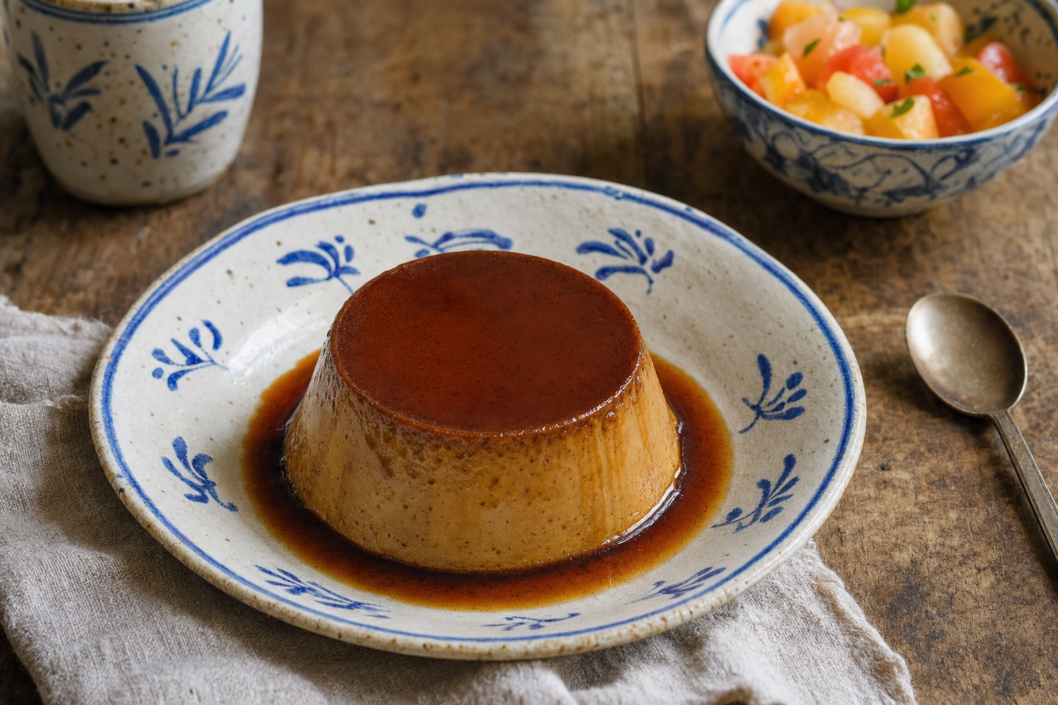 Flan de Café — Gestürzter Karamellflan mit Espresso – seidig, kalt und bittersüß